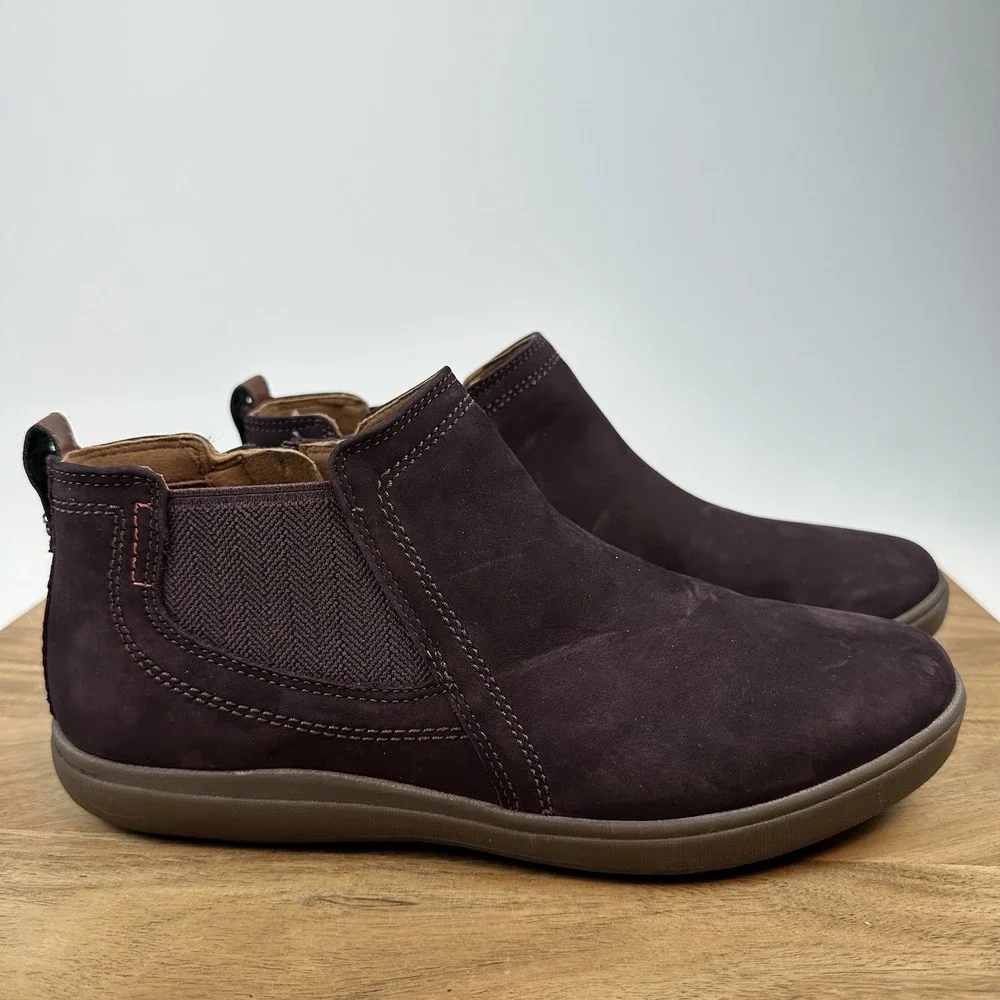 New‎ Womens Cobb Hill Bailee Chelsea Boot Purple Nubuck Leather Shoes Size 9  M